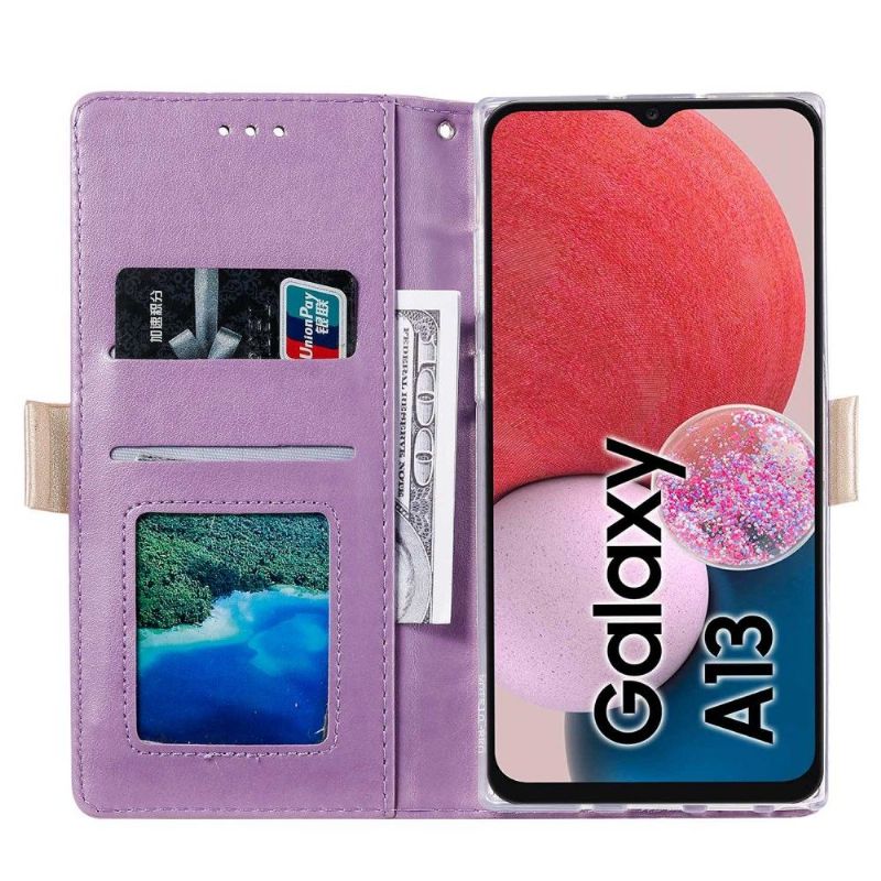 Flip Cover Samsung Galaxy A13 4G Blomsterblonde I Lædereffekt