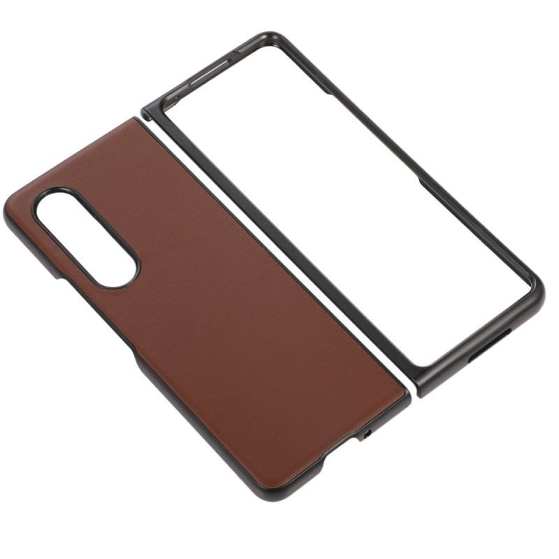 Cover Samsung Galaxy Z Fold 4 Klassisk Ægte Læder Belagt