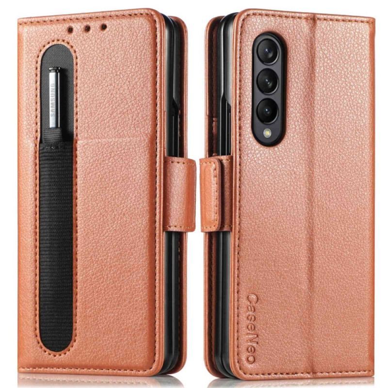 Flip Cover Samsung Galaxy Z Fold 4 Caseneo Litchi-pen I Imiteret Læder