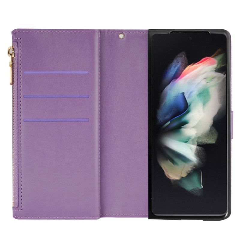 Flip Cover Samsung Galaxy Z Fold 4 Ultra Pailletter Med Strop