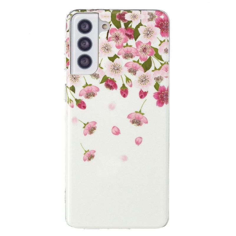 Cover Samsung Galaxy S21 5G Hemming Fluorescerende Blomster