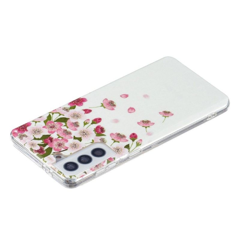 Cover Samsung Galaxy S21 5G Hemming Fluorescerende Blomster