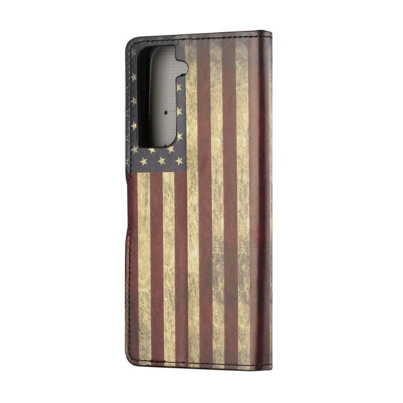 Flip Cover Samsung Galaxy S21 5G Vintage Amerikansk Flag