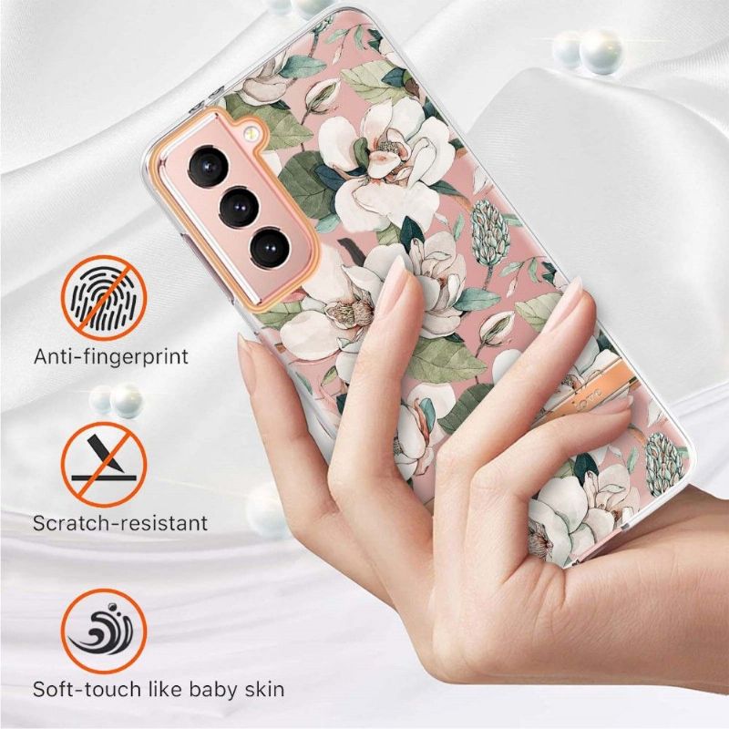 Mobilcover Samsung Galaxy S21 5G Original Hvidblomst Gardenia