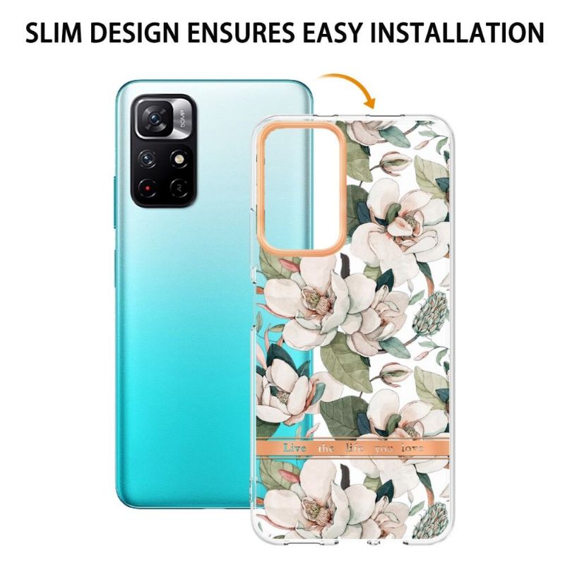 Cover Poco M4 Pro 5G Hemming Hvidblomst Gardenia