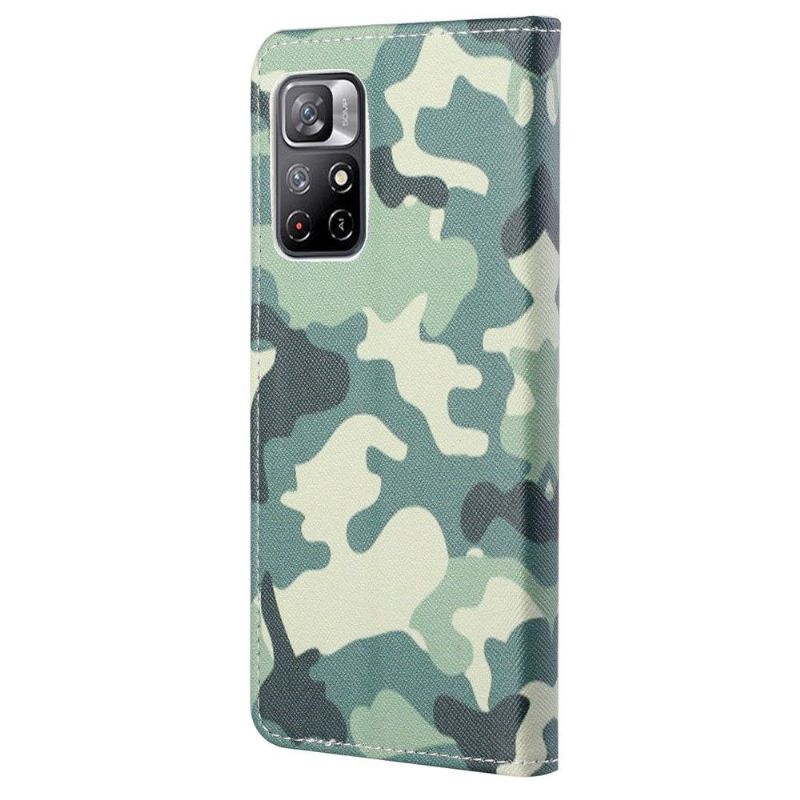 Flip Cover Poco M4 Pro 5G Anti-fald Militær Camouflage