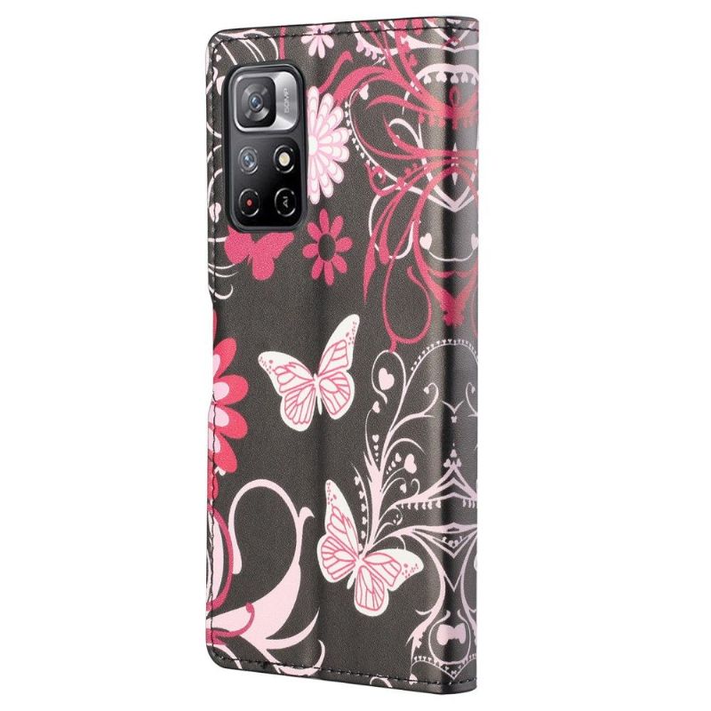 Flip Cover Poco M4 Pro 5G Sommerfugle Og Blomster