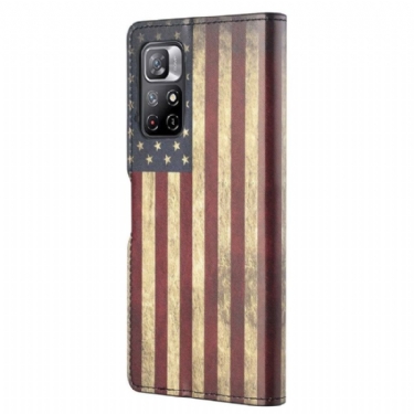 Flip Cover Poco M4 Pro 5G Vintage Amerikansk Flag