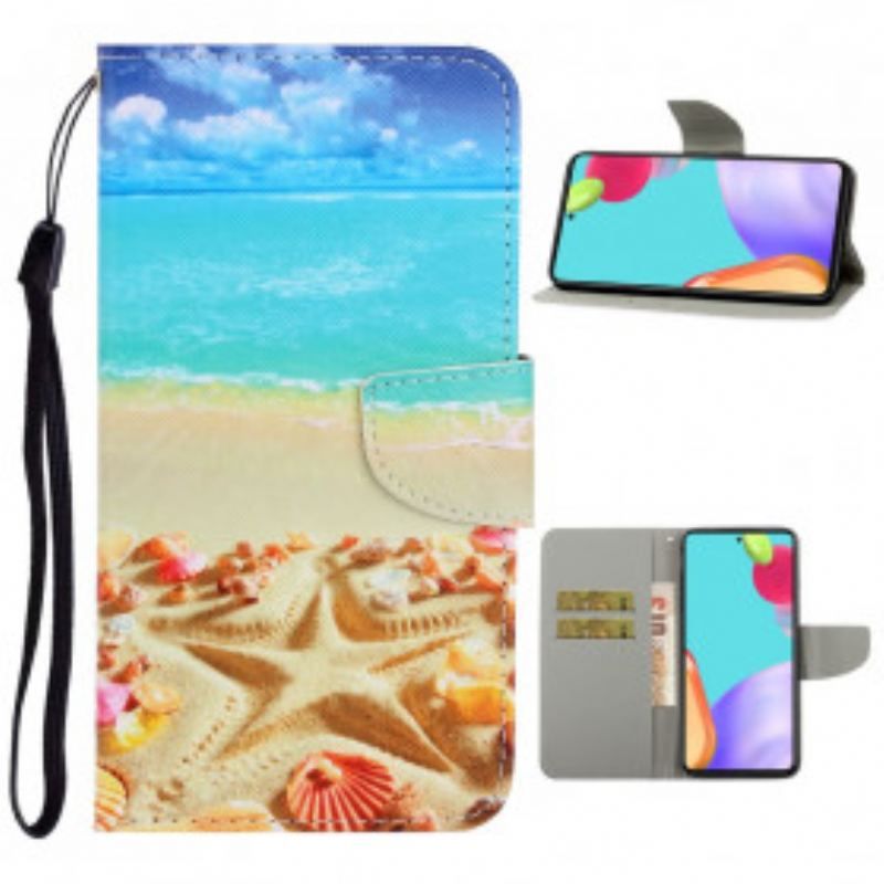 Flip Cover Samsung Galaxy A52 4G / A52 5G / A52s 5G Med Snor Lanyard Beach