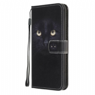 Flip Cover Samsung Galaxy A52 4G / A52 5G / A52s 5G Med Snor Strappy Black Cat Eyes