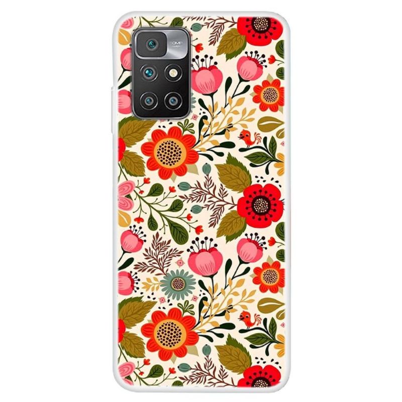 Cover Xiaomi Redmi 10 Hemming Farverige Blomster