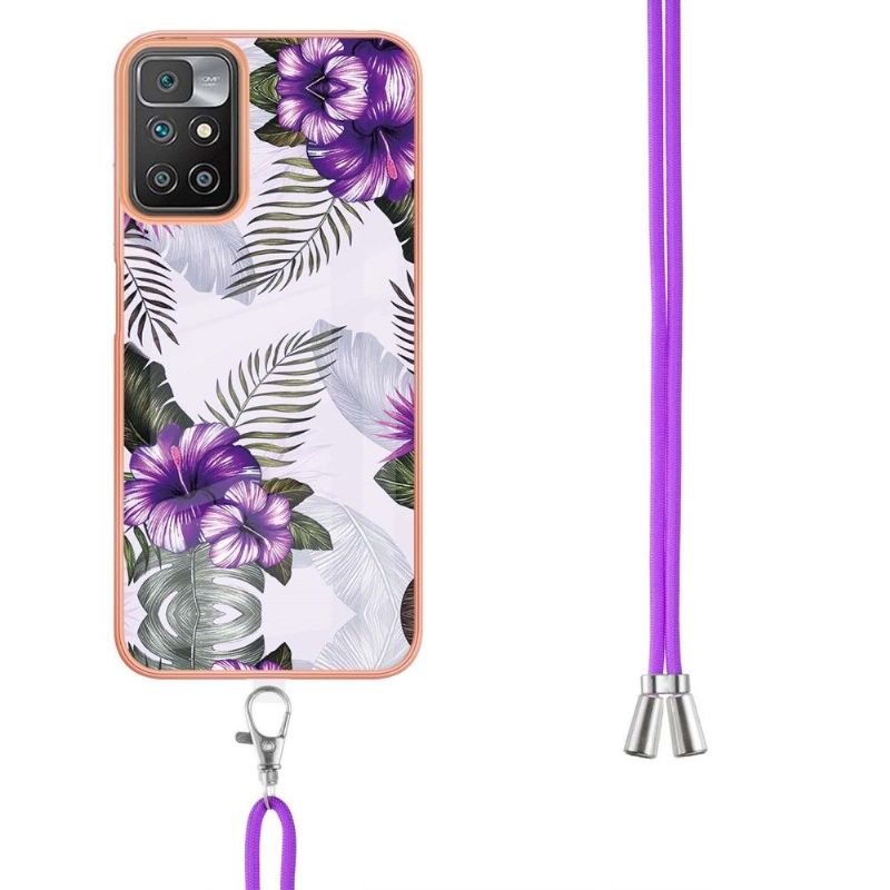 Cover Xiaomi Redmi 10 Hemming Med Snor Eksotiske Blomster