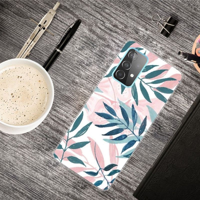 Cover Samsung Galaxy A32 4G Grønne Og Lyserøde Blade