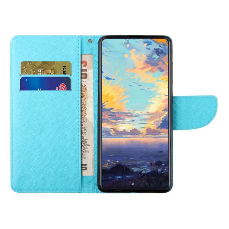 Flip Cover Samsung Galaxy A32 4G Blå Blomster Og Sommerfugle