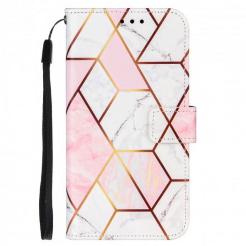 Flip Cover Moto G50 Med Snor Stribet Geometrisk Marmor