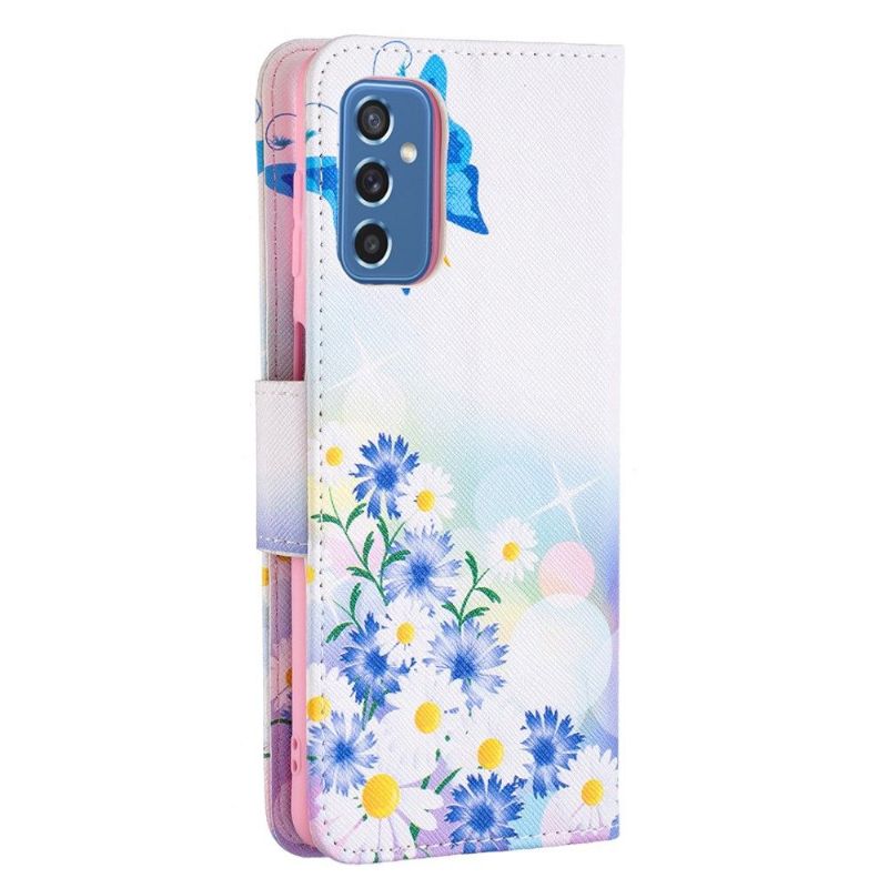 Flip Cover Samsung Galaxy M52 5G Anti-fald Sommerfugl Og Tusindfryd