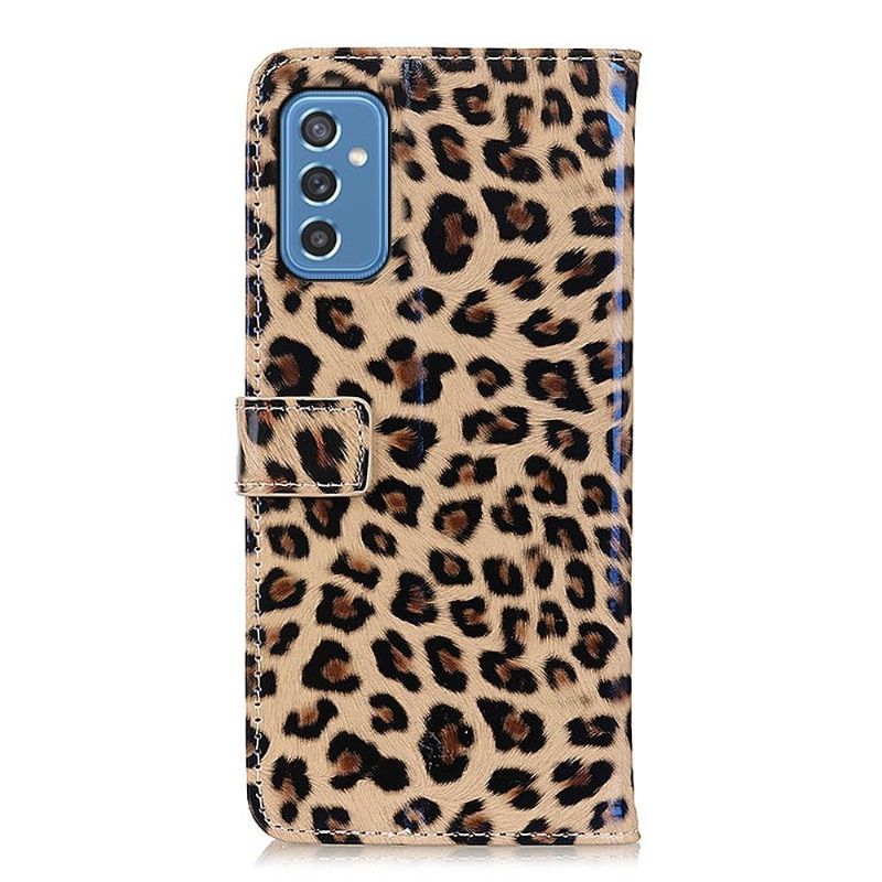 Flip Cover Samsung Galaxy M52 5G Hemming Leopard I Imiteret Læder