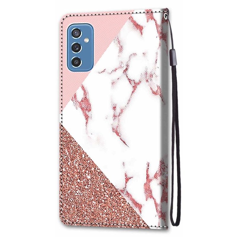 Læder Cover Samsung Galaxy M52 5G Original Glitter Marmor