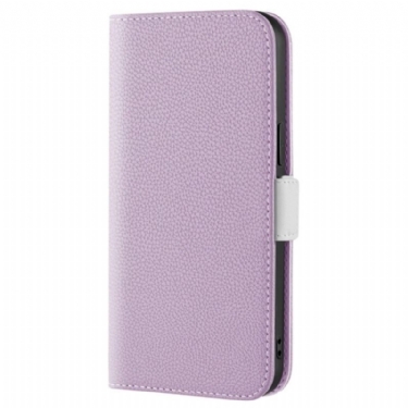 Cover iPhone 14 Flip Cover Litchi Imiteret Læder