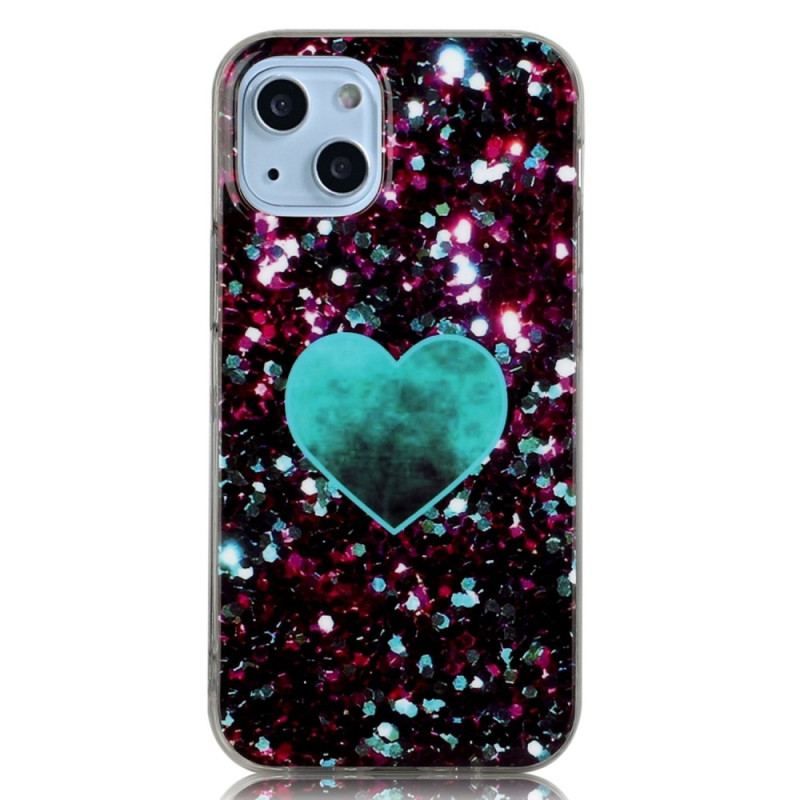 Cover iPhone 14 Glitter Hjerte