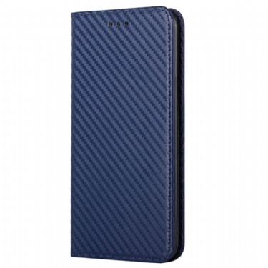 Cover iPhone 14 Med Snor Flip Cover Strappy Carbon Fiber Style