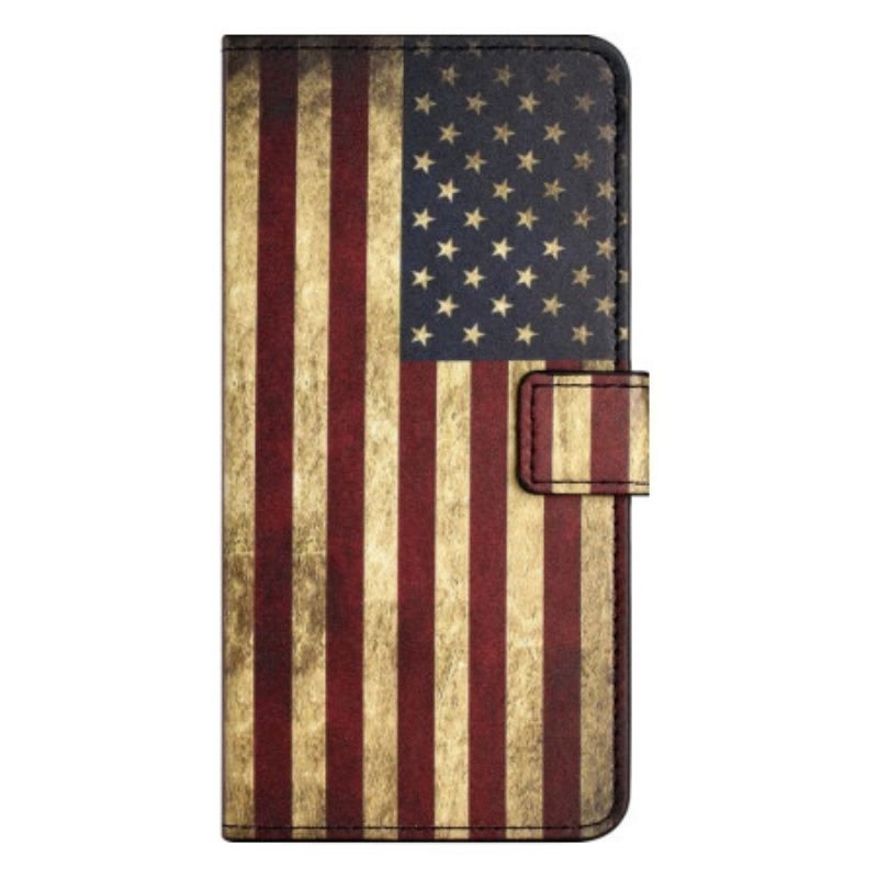 Flip Cover iPhone 14 Vintage Amerikansk Flag
