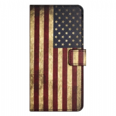Flip Cover iPhone 14 Vintage Amerikansk Flag