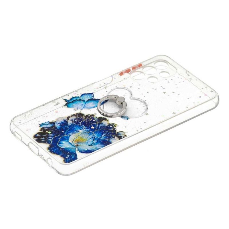 Cover Samsung Galaxy A32 5G Blå Blomster Og Sommerfugle Med Ring