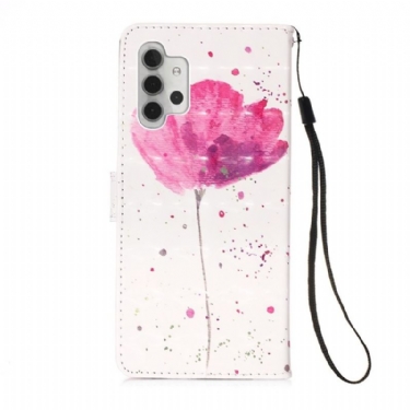 Flip Cover Samsung Galaxy A32 5G Hemming Lyserød Blomst