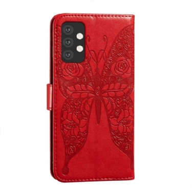 Læder Cover Samsung Galaxy A32 5G Relief Sommerfugl