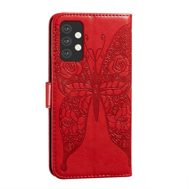 Læder Cover Samsung Galaxy A32 5G Relief Sommerfugl