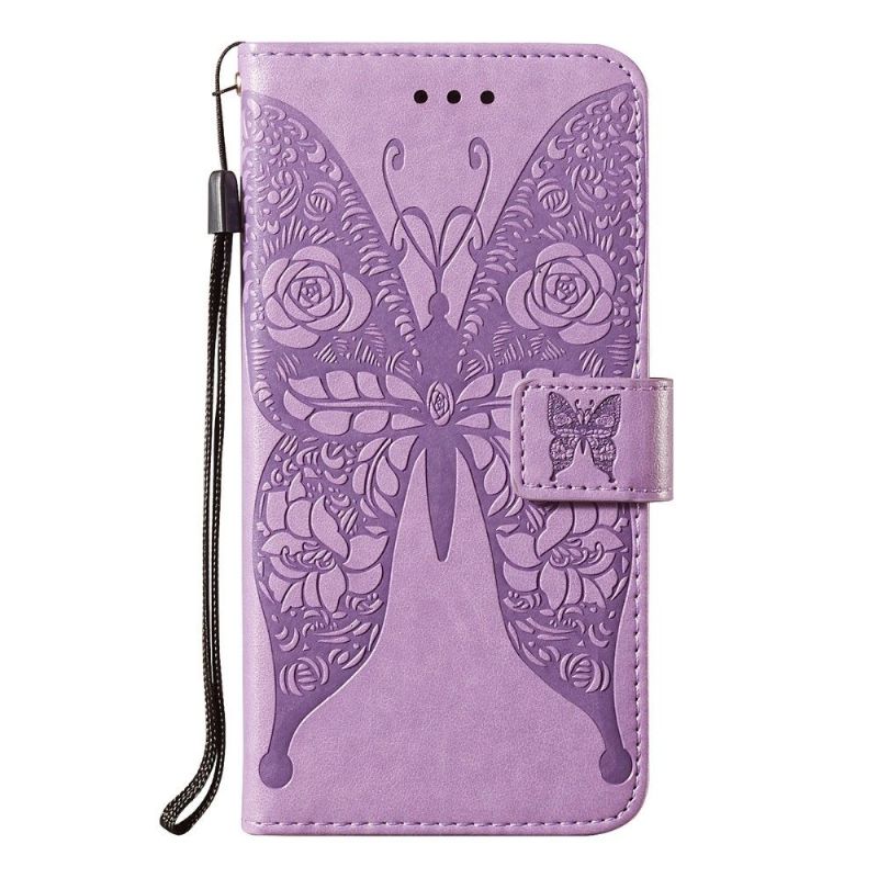 Læder Cover Samsung Galaxy A32 5G Relief Sommerfugl