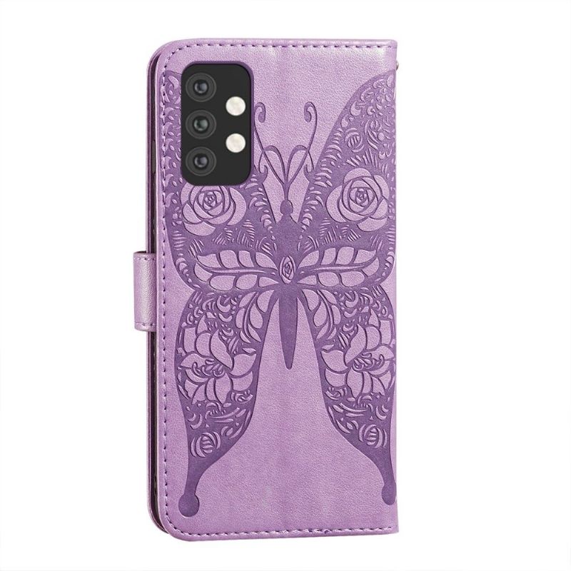 Læder Cover Samsung Galaxy A32 5G Relief Sommerfugl