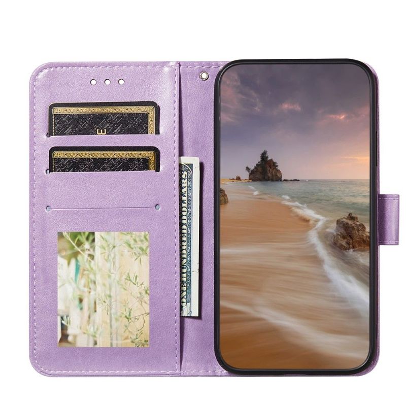 Læder Cover Samsung Galaxy A32 5G Relief Sommerfugl