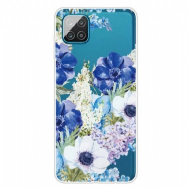 Cover Samsung Galaxy M12 / A12 Sømløs Akvarel Blå Blomster