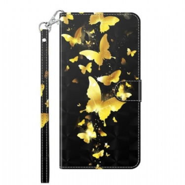 Flip Cover Samsung Galaxy M12 / A12 Gule Sommerfugle