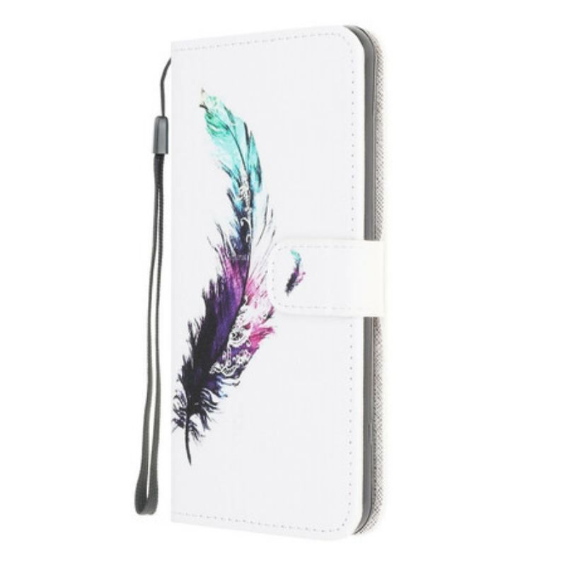 Flip Cover Samsung Galaxy M12 / A12 Med Snor Fjer Med Snor