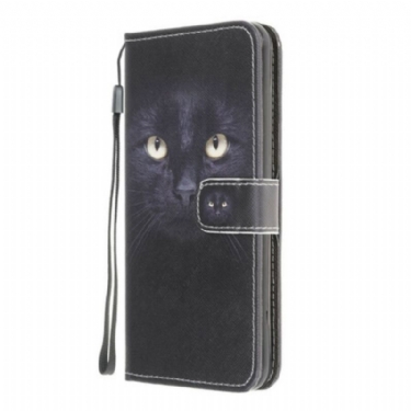 Flip Cover Samsung Galaxy M12 / A12 Med Snor Strappy Black Cat Eyes