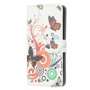 Flip Cover Samsung Galaxy M12 / A12 Sommerfugle Og Blomster