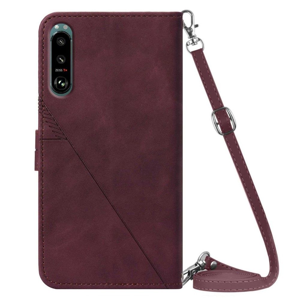 Flip Cover Sony Xperia 5 III Geometrisk Design Med Rem