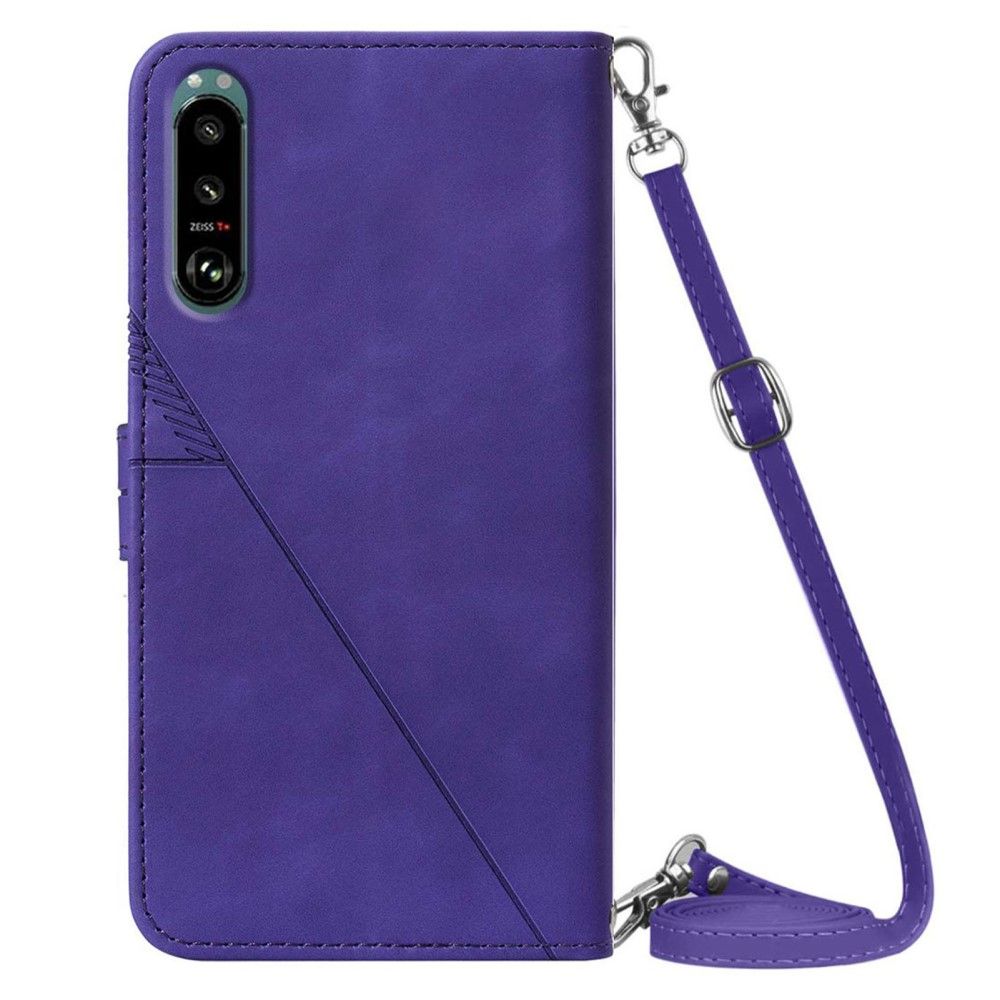 Flip Cover Sony Xperia 5 III Geometrisk Design Med Rem