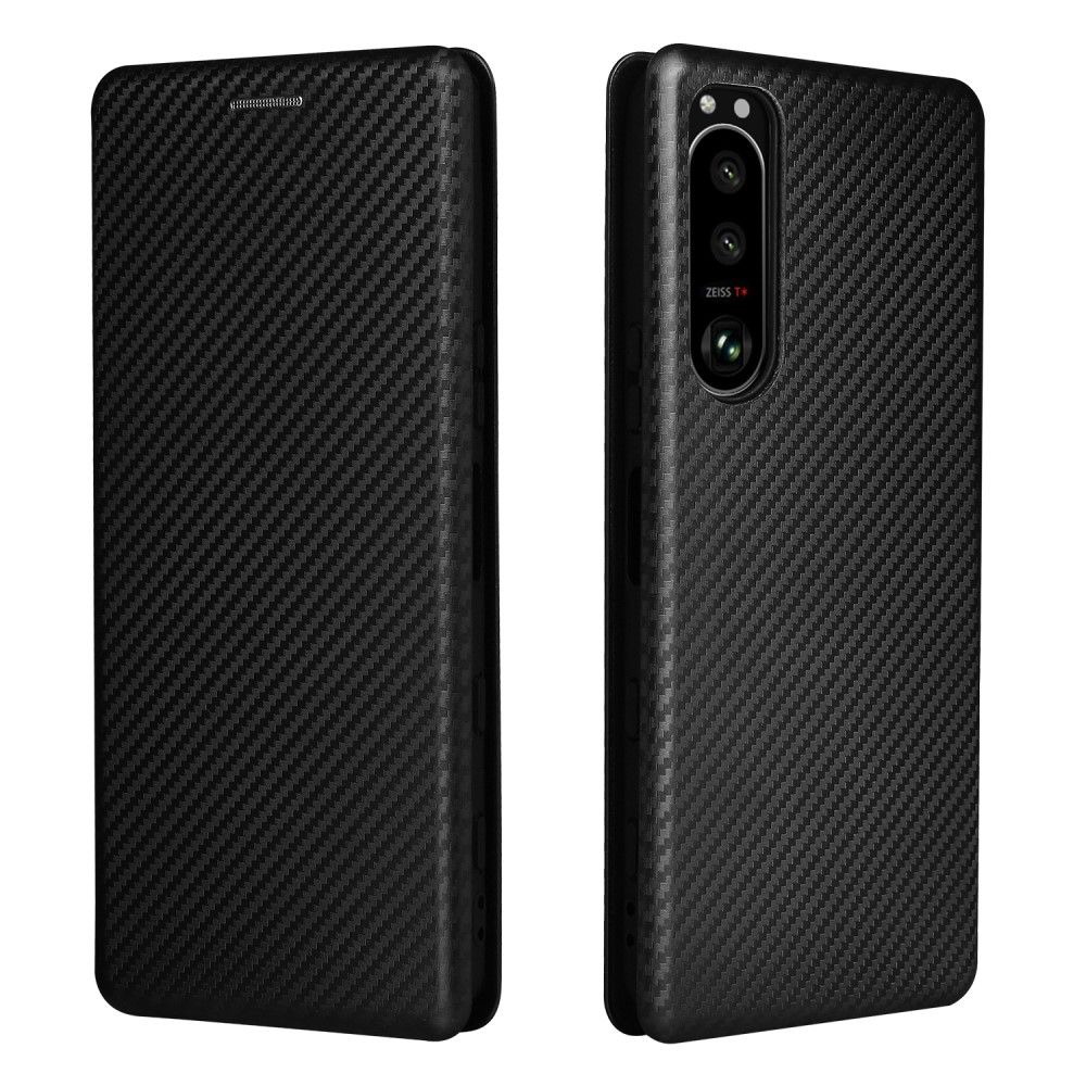 Læder Cover Sony Xperia 5 III Carbon Fiber Style Kunstlæder