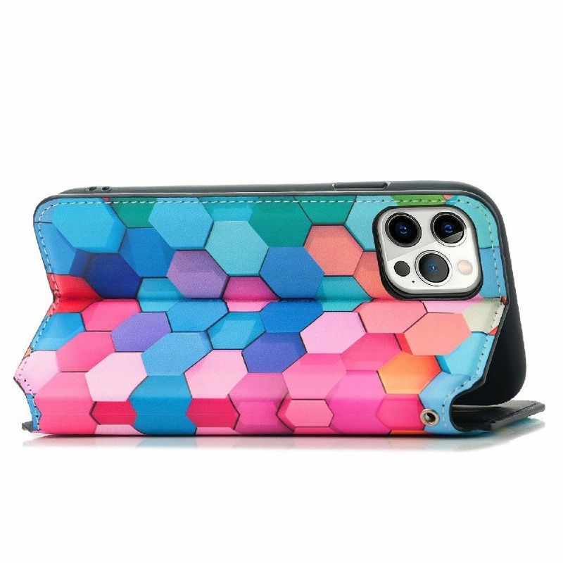 Flip Cover iPhone 12 / 12 Pro Anti-fald Farverig Honeycomb