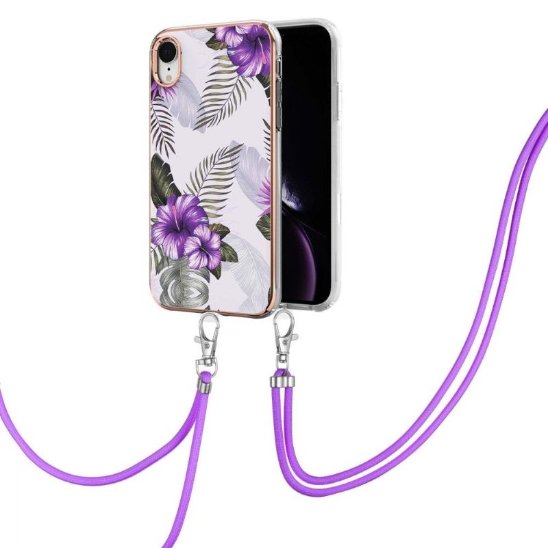 Cover iPhone XR Hemming Med Snor Eksotiske Blomster