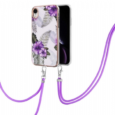 Cover iPhone XR Hemming Med Snor Eksotiske Blomster