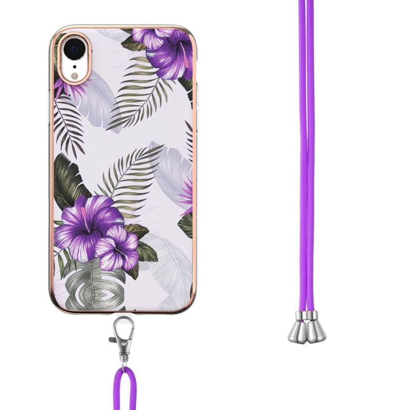 Cover iPhone XR Hemming Med Snor Eksotiske Blomster