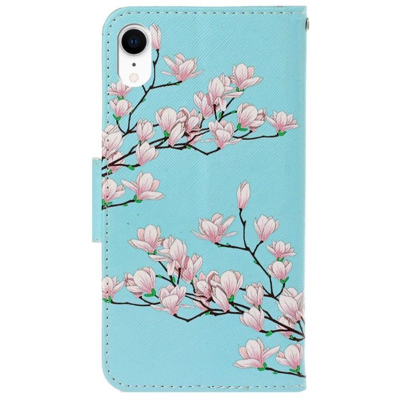 Flip Cover iPhone XR Anti-fald Hvide Blomster