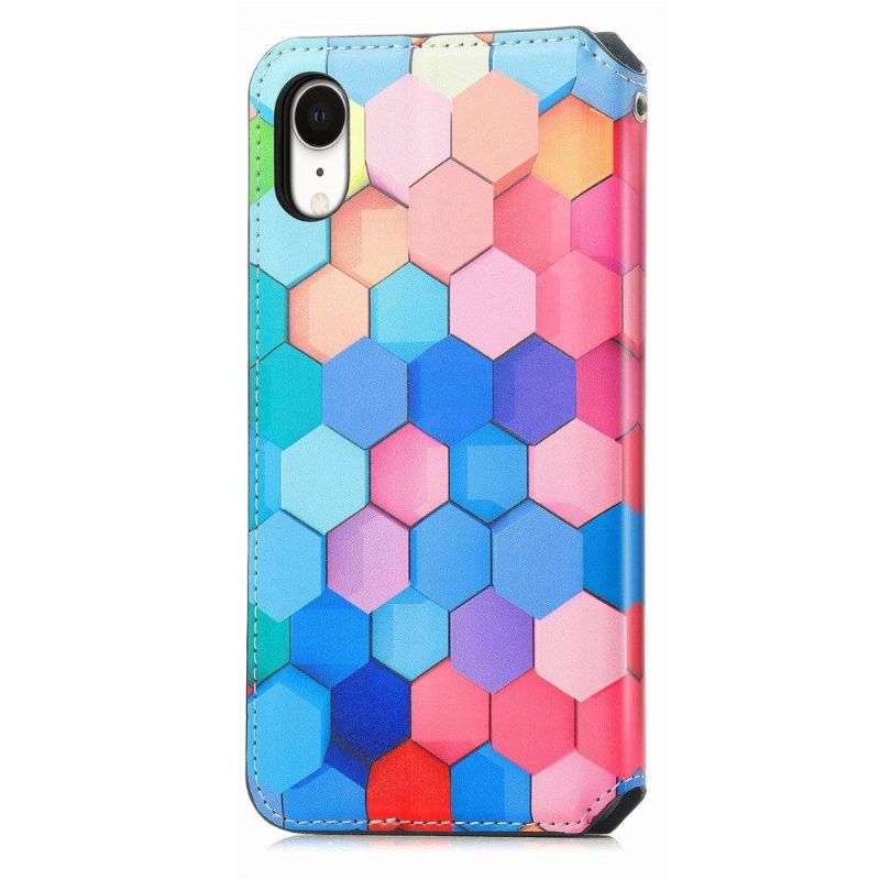 Flip Cover iPhone XR Farvet Honeycomb