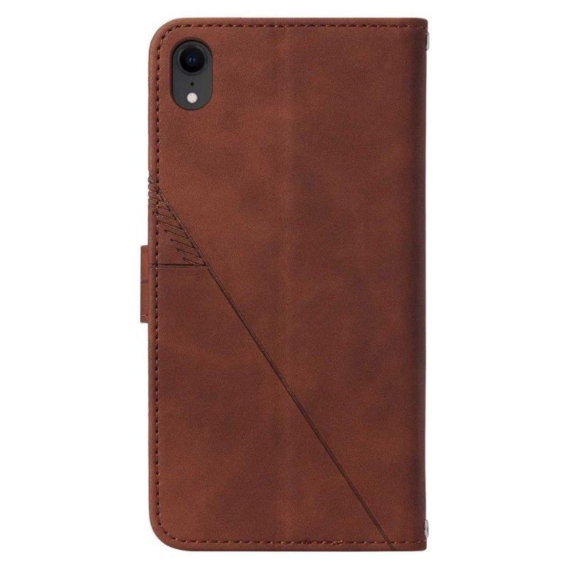 Flip Cover iPhone XR Hemming Geometrisk Design Lædereffekt