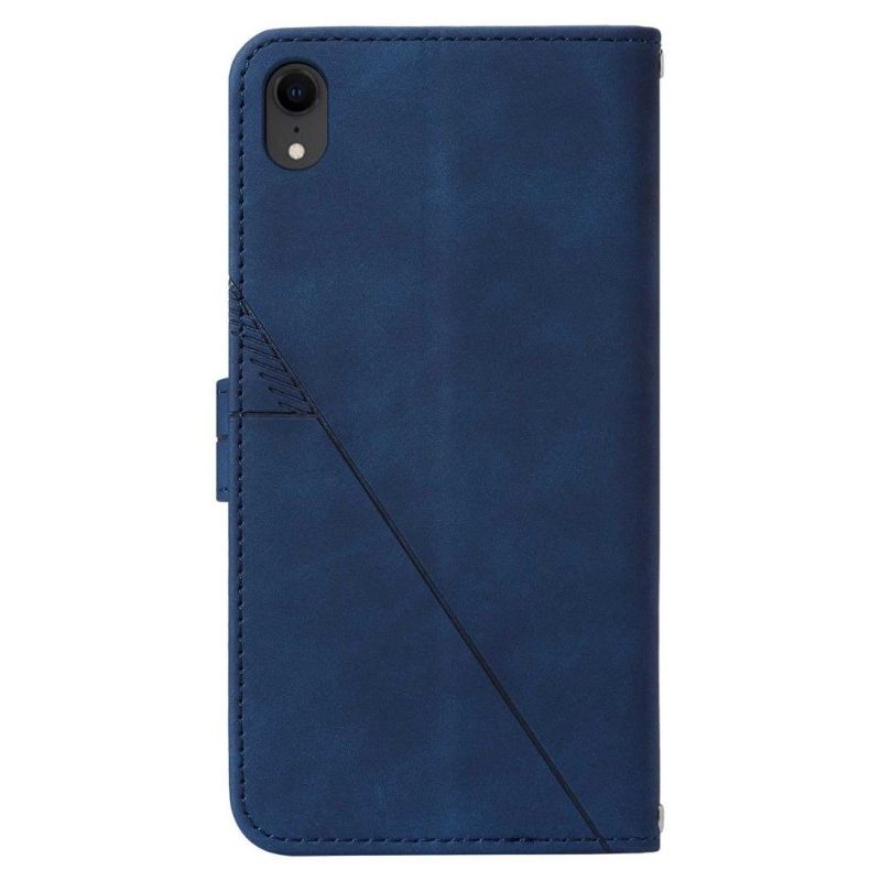 Flip Cover iPhone XR Hemming Geometrisk Design Lædereffekt